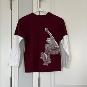 Gymboree Red and White Long Sleeve Tee with Graphic Design